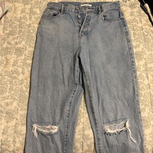 PacSun Light Blue Distressed high rise straight Jeans